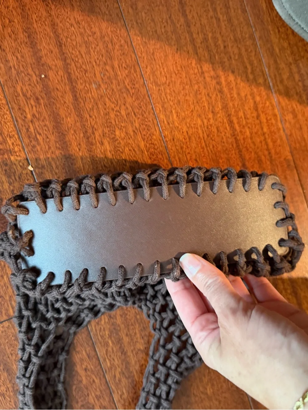 Handwoven Crochet Shoulder Bag in brown